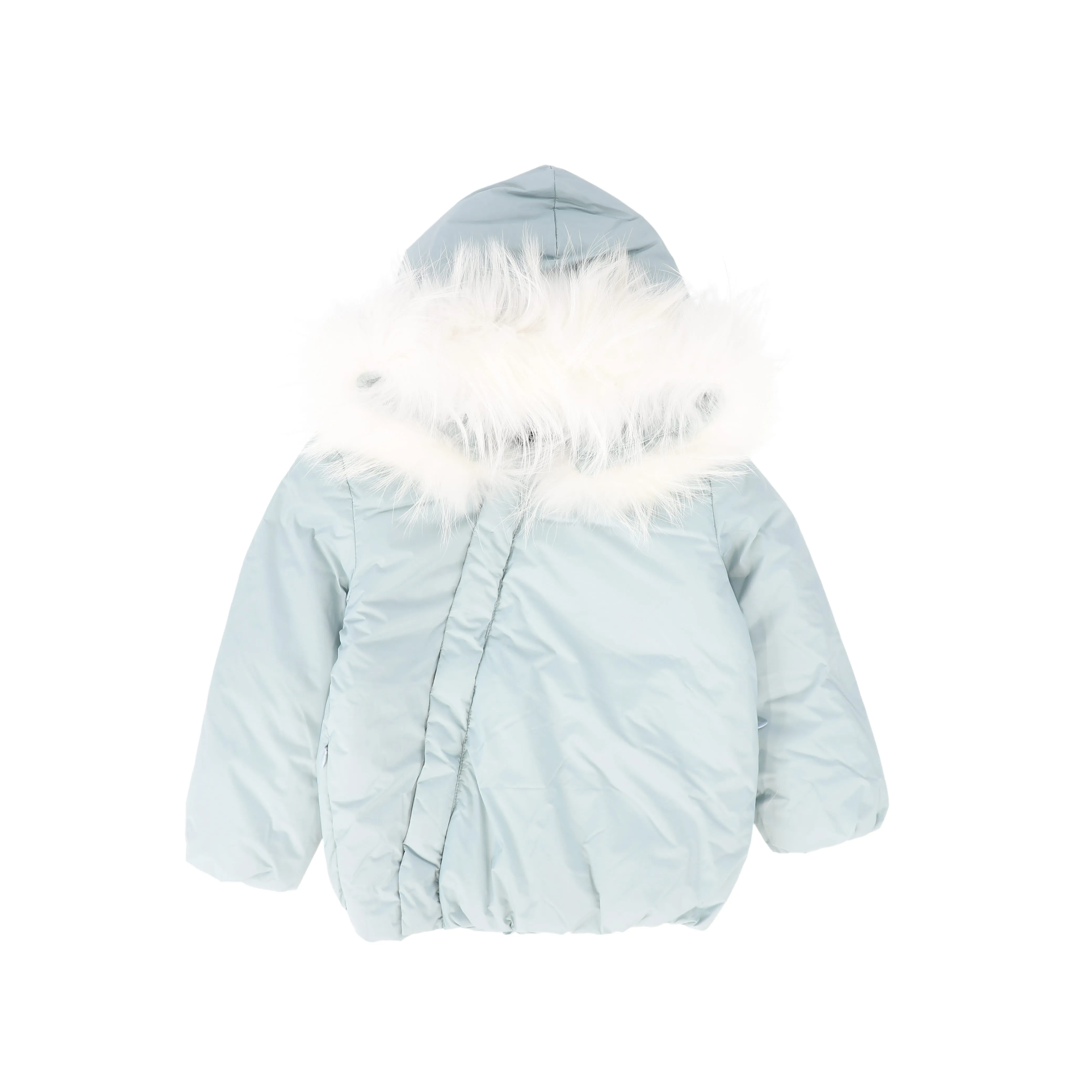 IBIS BLUE/WHITE FUR TRIM PUFFER COAT [FINAL SALE]