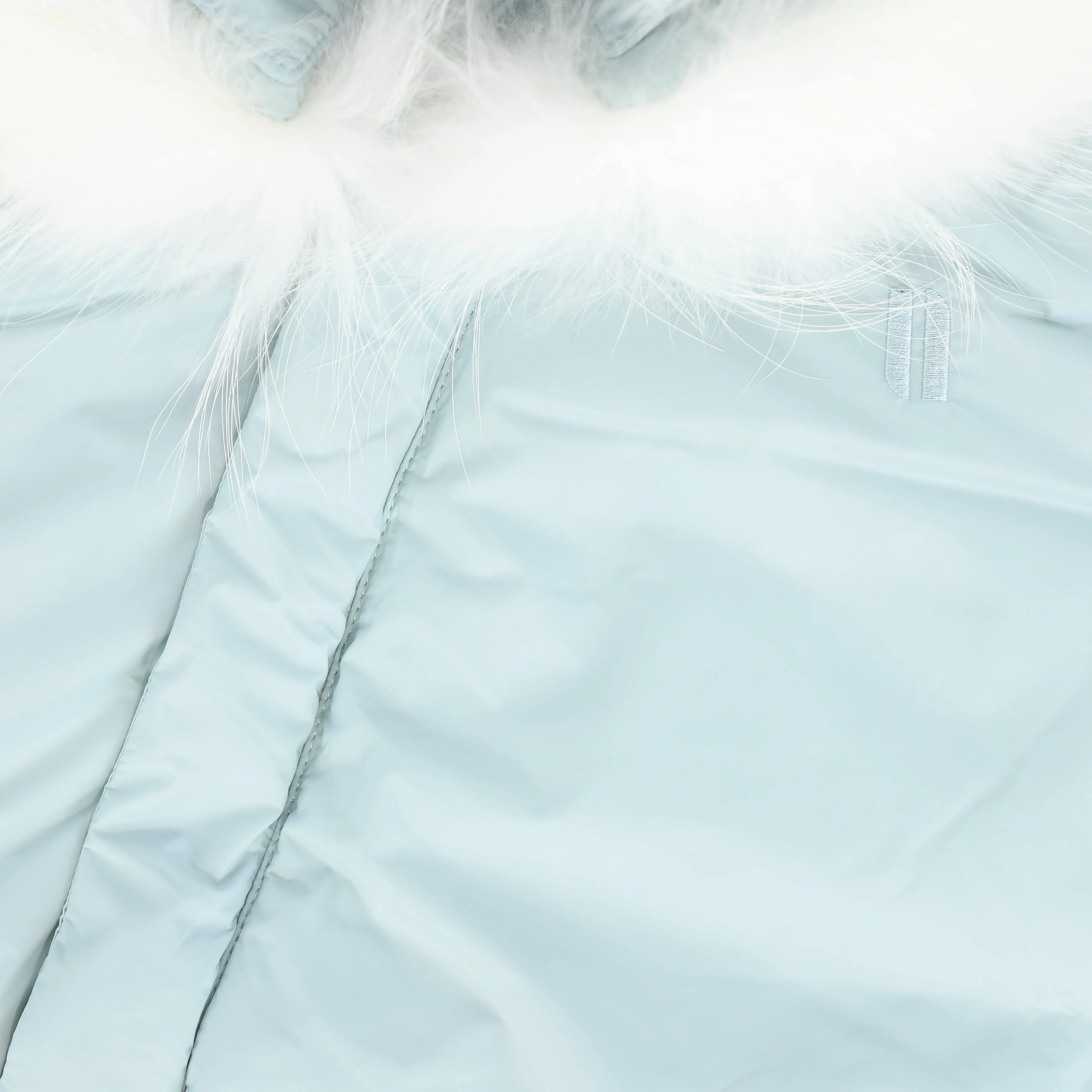 IBIS BLUE/WHITE FUR TRIM PUFFER COAT [FINAL SALE]
