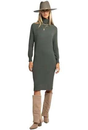 Italian Long Sweater Dress With Turtleneck One Size