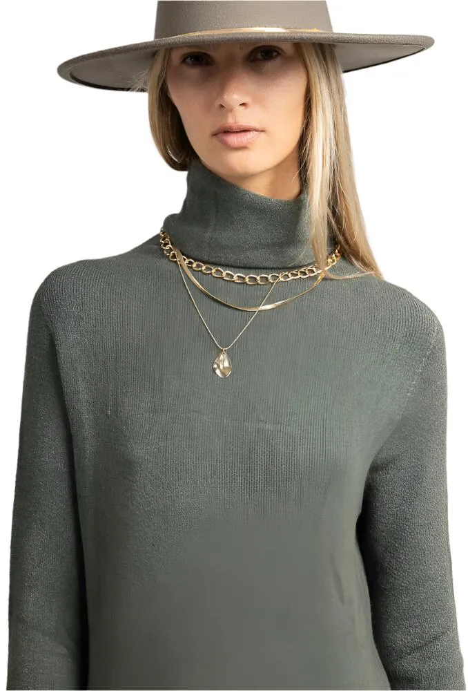 Italian Long Sweater Dress With Turtleneck One Size
