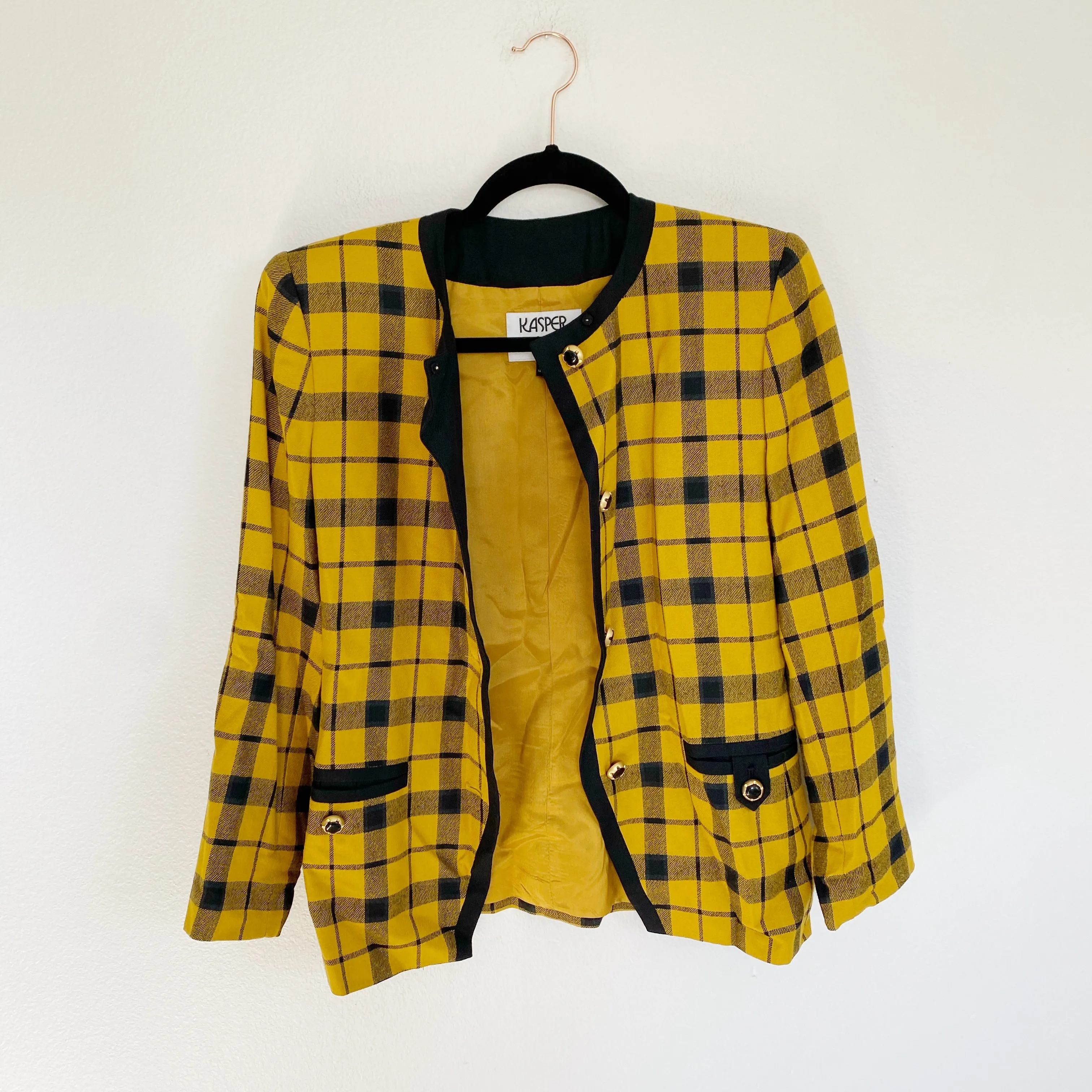 KASPER A.S.L. Plaid Mustard Blazer 4P