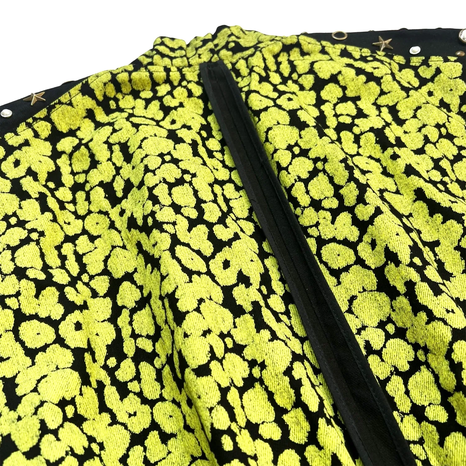 Leopard-Print Sleeveless Bomber Jacket in Yellow & Black