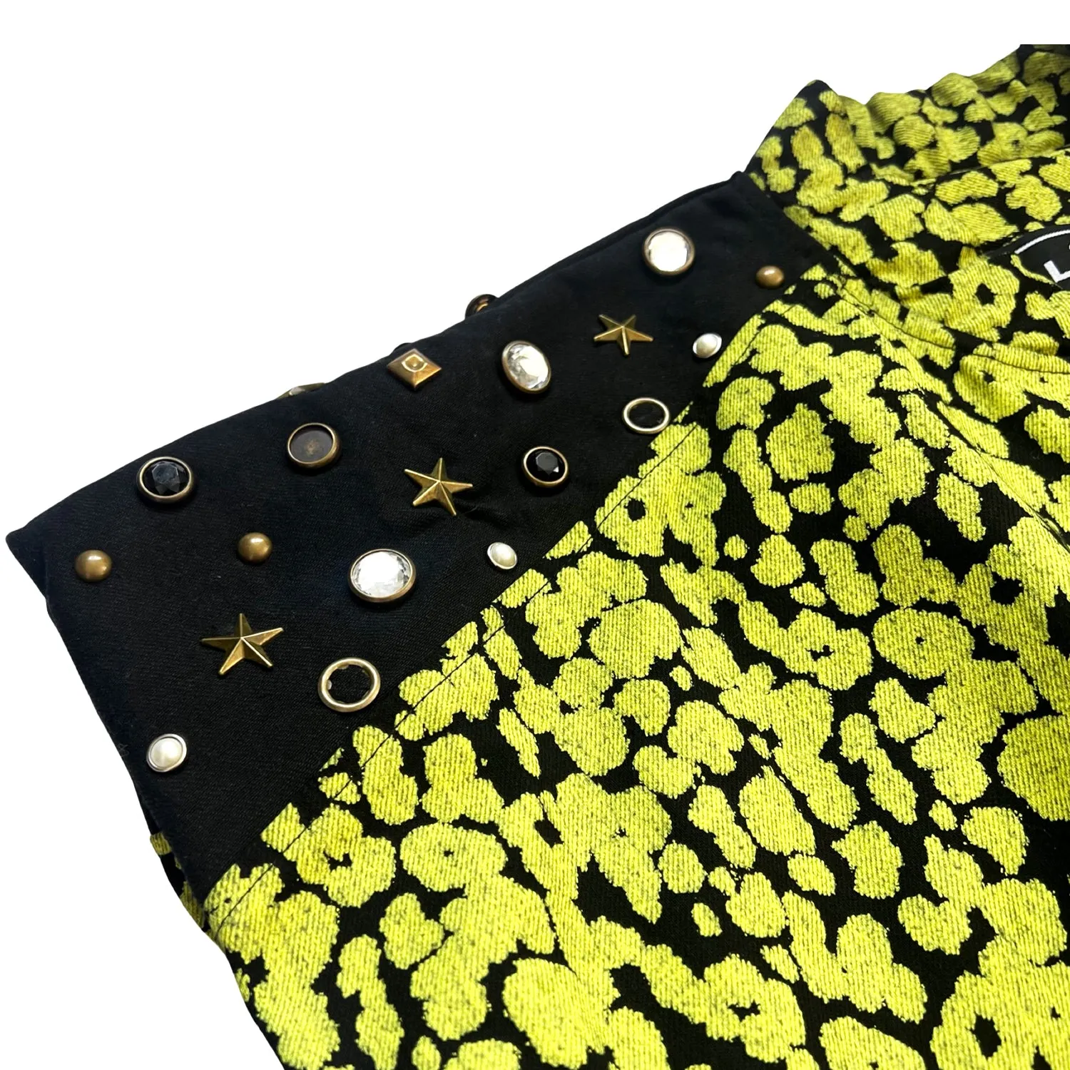 Leopard-Print Sleeveless Bomber Jacket in Yellow & Black