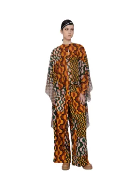 Lightweight Cotton Print Cape Blouse Yellow