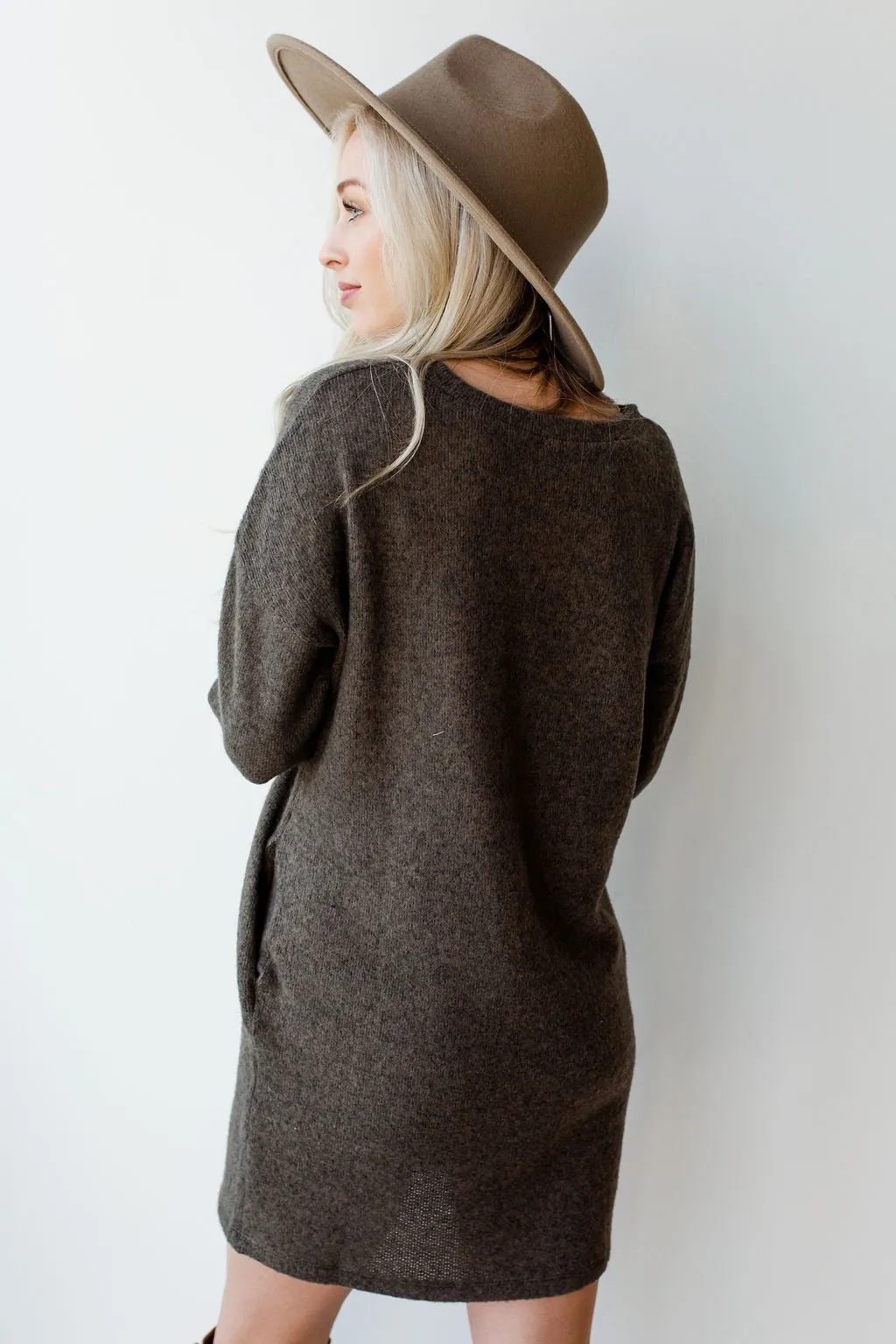 longslv knit sweater dress