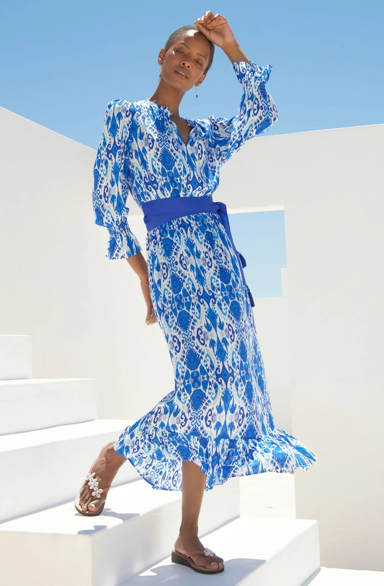 Maeve EcoVero™ Dress | Ikat Blue