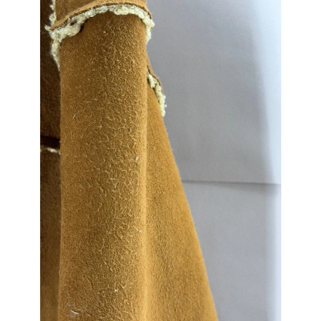 MARINE LAYER Women's Brown/Beige Suede Quebec Sherpa Snap Button Jacket SZ M