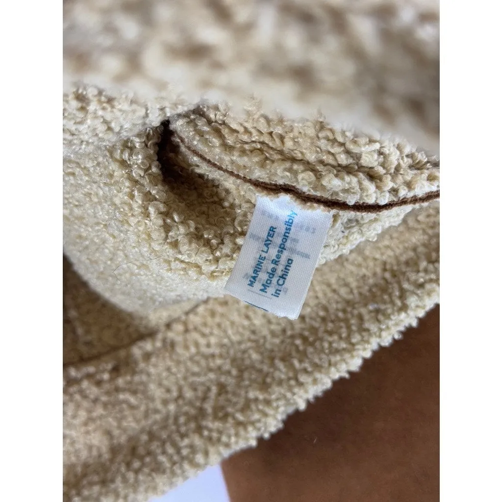 MARINE LAYER Women's Brown/Beige Suede Quebec Sherpa Snap Button Jacket SZ M