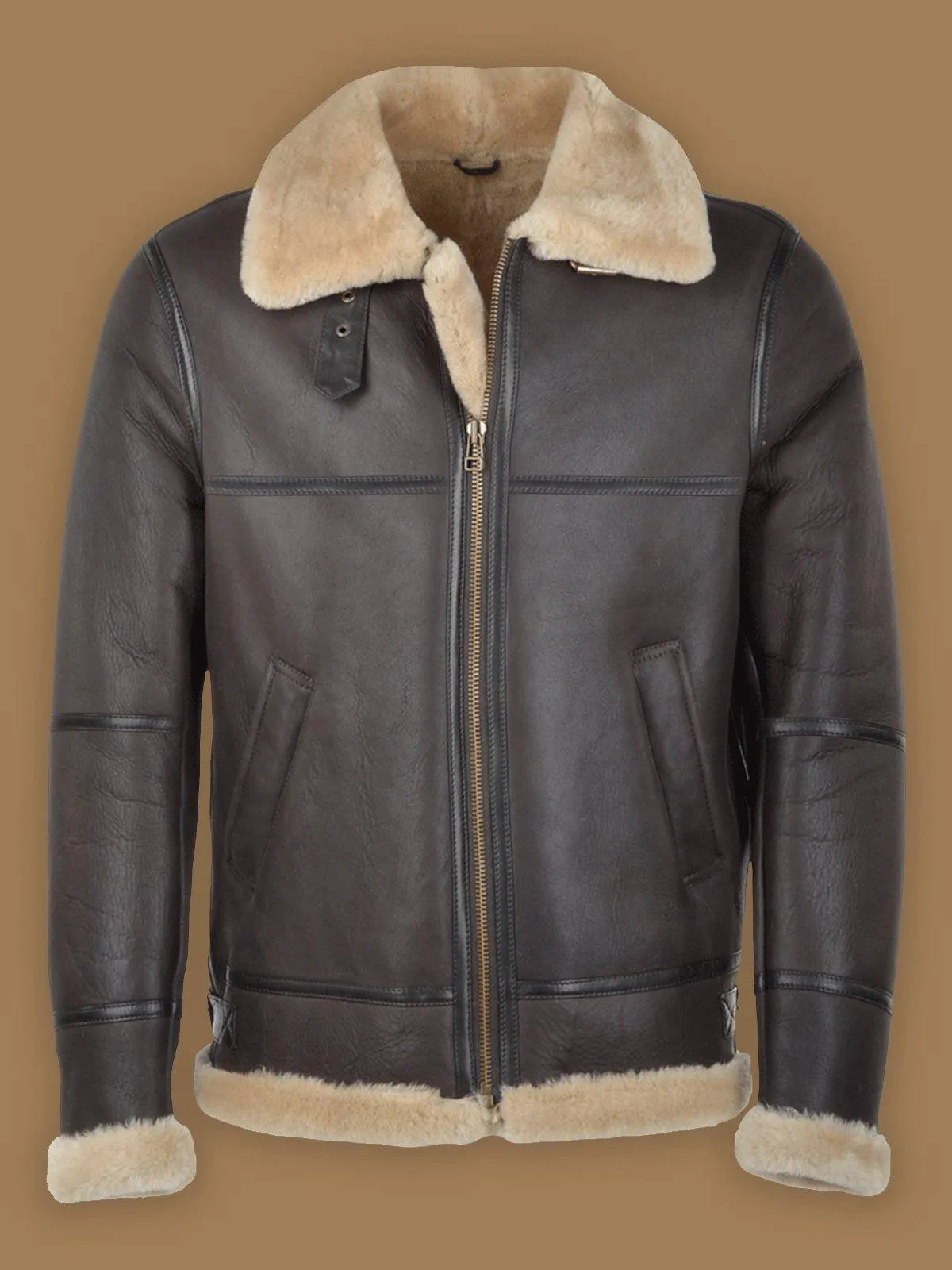 Men's Dark Brown RAF Bomber Shearling Jacket