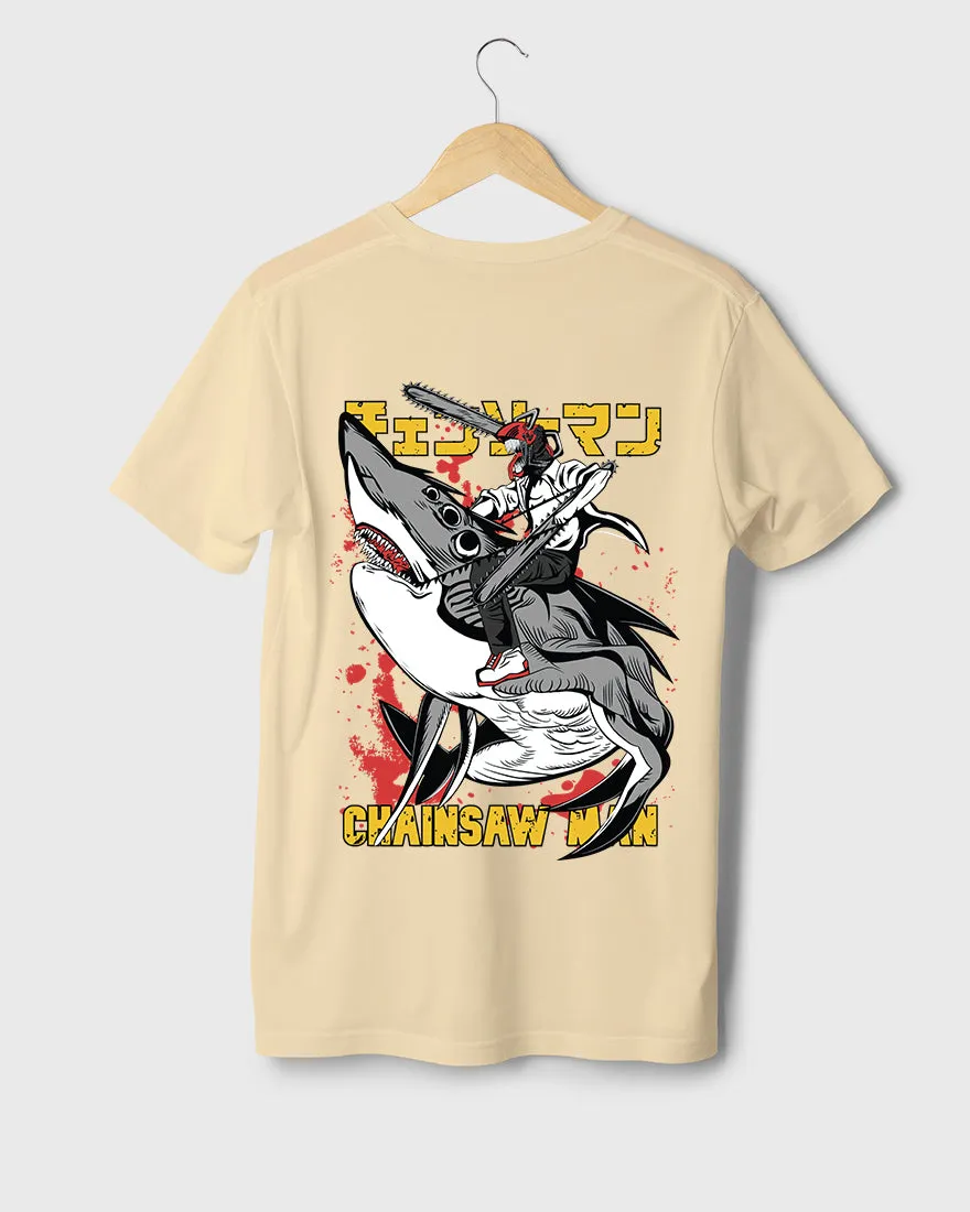 Mens Regular Tshirt Anime Chainsaw Man Denji Shark