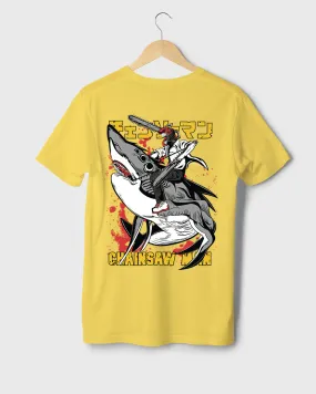 Mens Regular Tshirt Anime Chainsaw Man Denji Shark