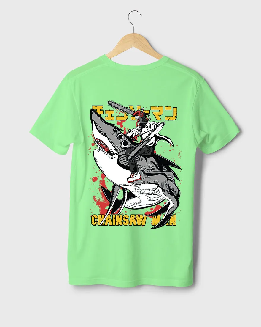Mens Regular Tshirt Anime Chainsaw Man Denji Shark