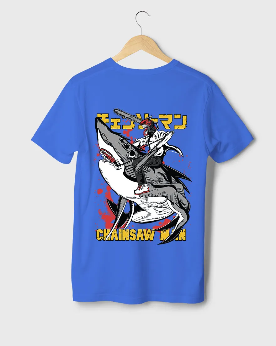 Mens Regular Tshirt Anime Chainsaw Man Denji Shark