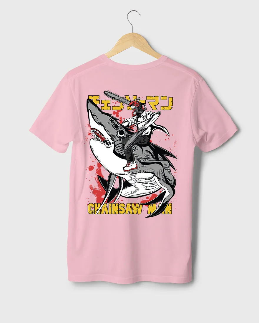 Mens Regular Tshirt Anime Chainsaw Man Denji Shark