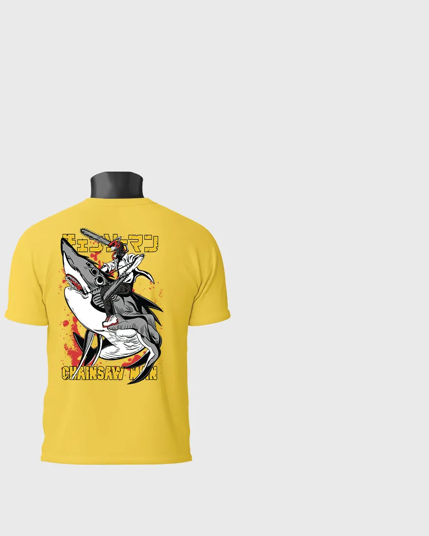 Mens Regular Tshirt Anime Chainsaw Man Denji Shark