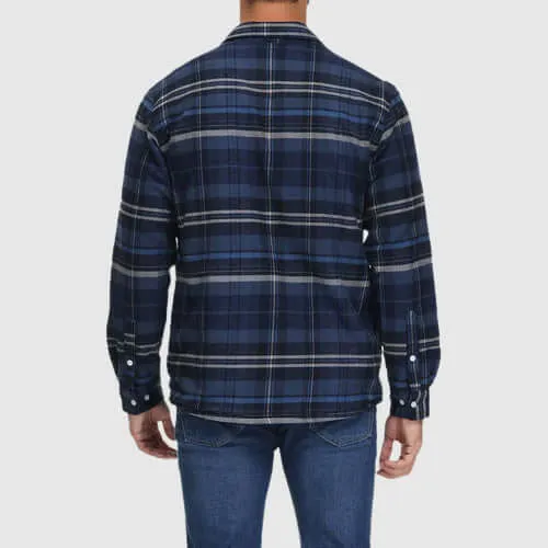 Men's Warm Plaid Sherpa Lined Cotton Jacket