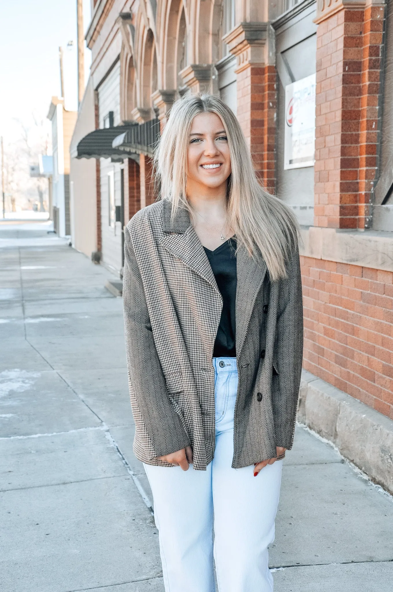 Mixed Pattern Oversized Blazer Jacket