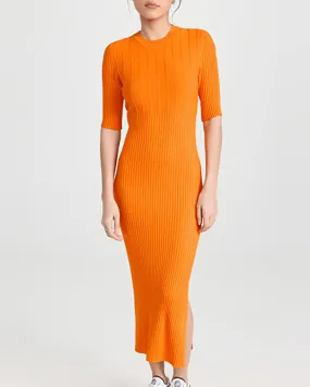 Mixed Rib Sweater Dress In Nectarine