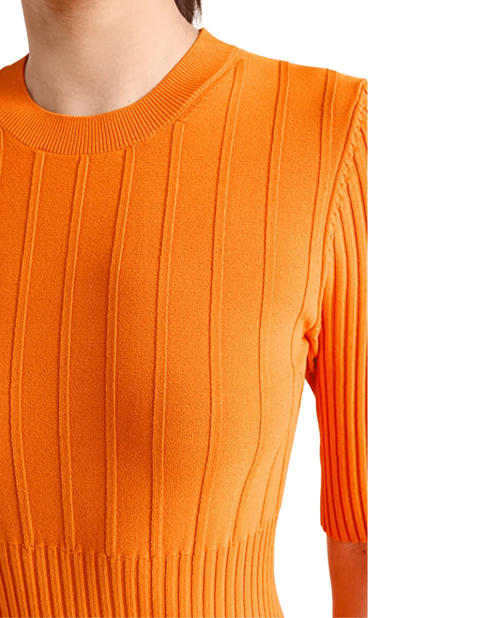 Mixed Rib Sweater Dress In Nectarine