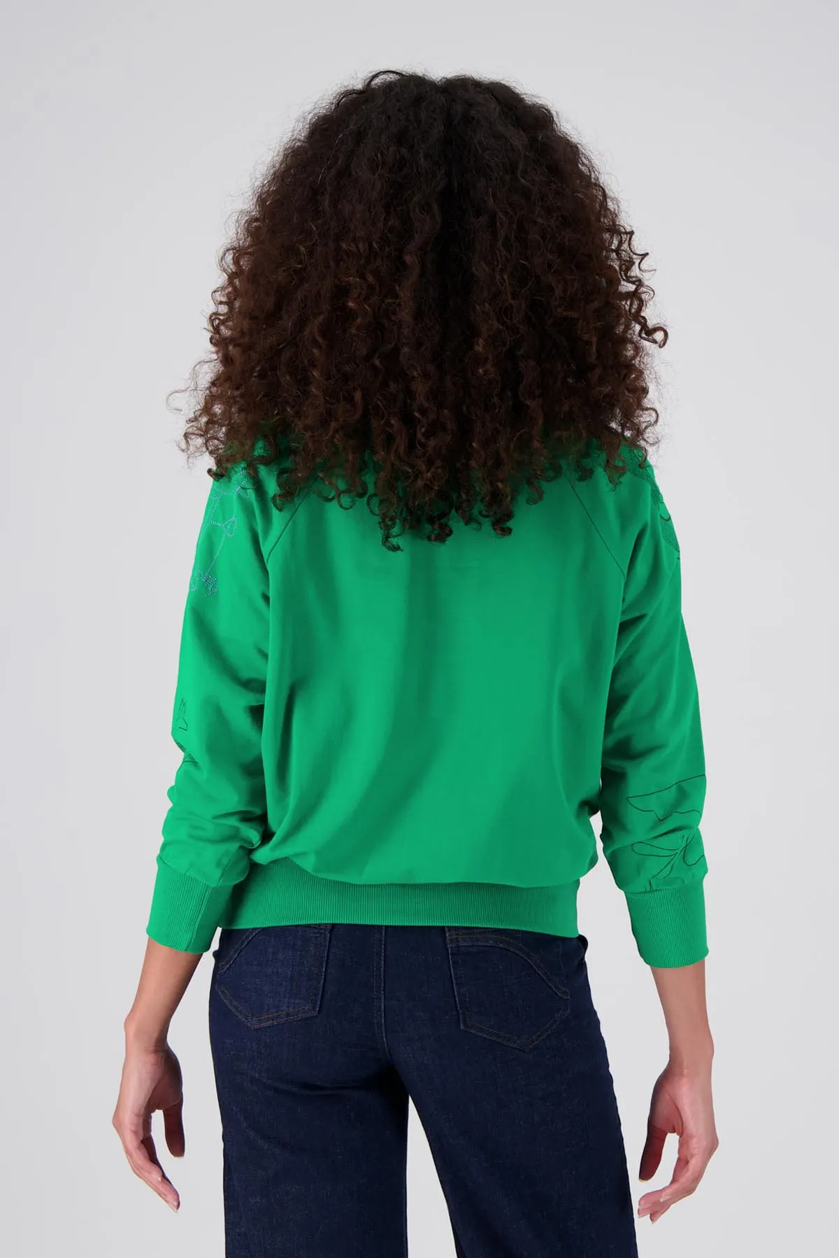 Montage Sweatshirt Emerald Green in Embroidered Cotton