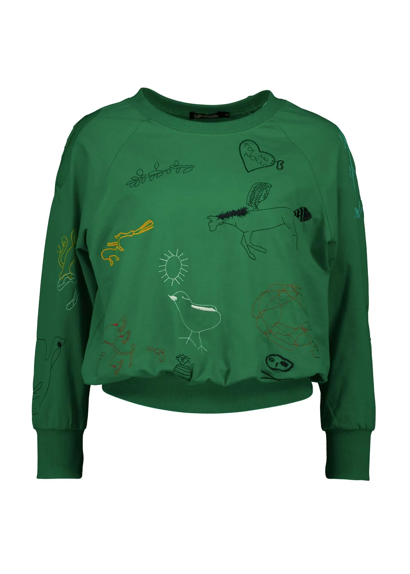 Montage Sweatshirt Emerald Green in Embroidered Cotton