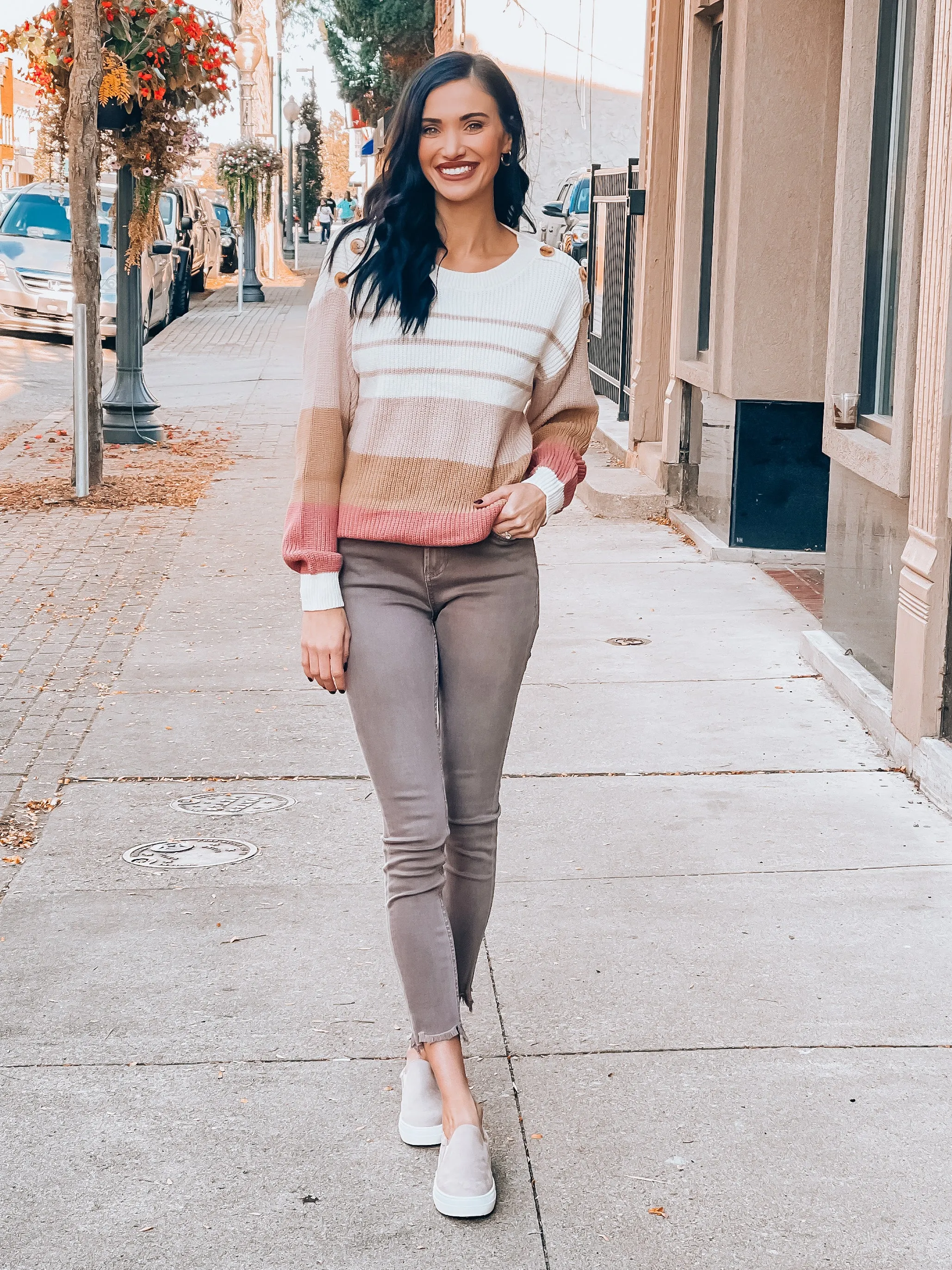 Multi Striped Long Sleeve Oversized Sweater