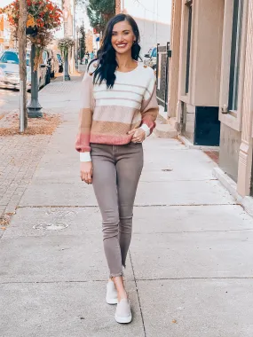 Multi Striped Long Sleeve Oversized Sweater