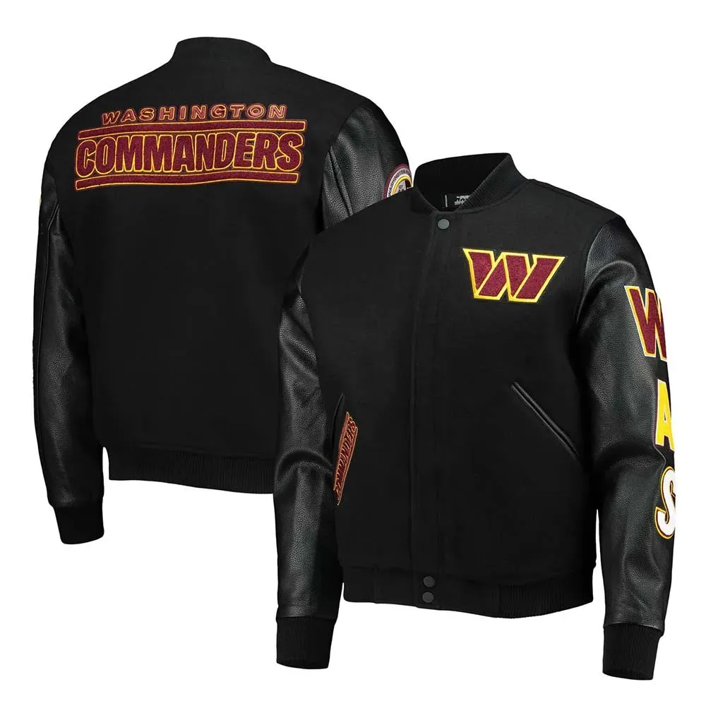 Nfl Washington Commanders Black Letterman Jacket