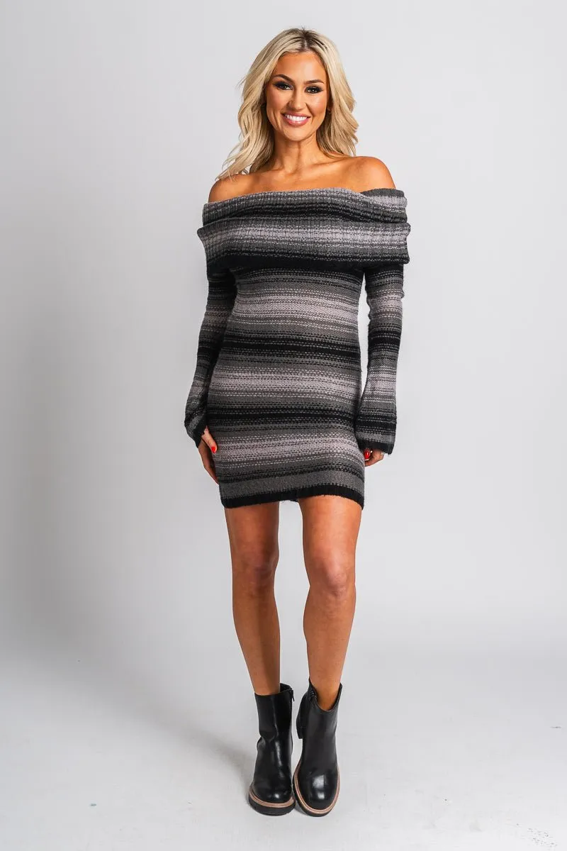 Off shoulder sweater dress black