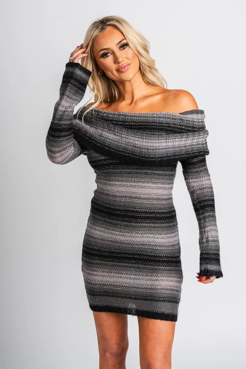 Off shoulder sweater dress black