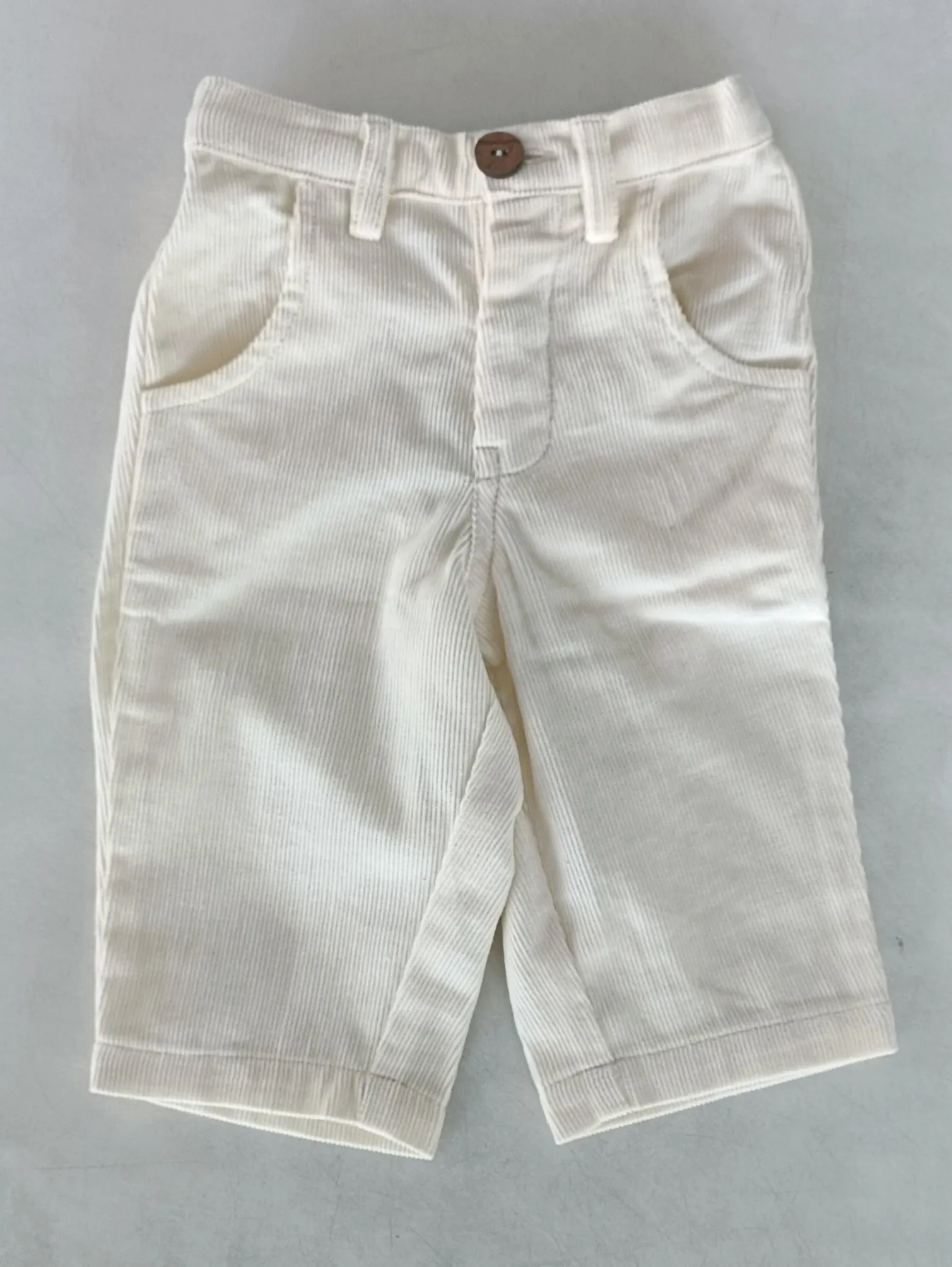 Off-White Corduroy Solid Color Boys Pants