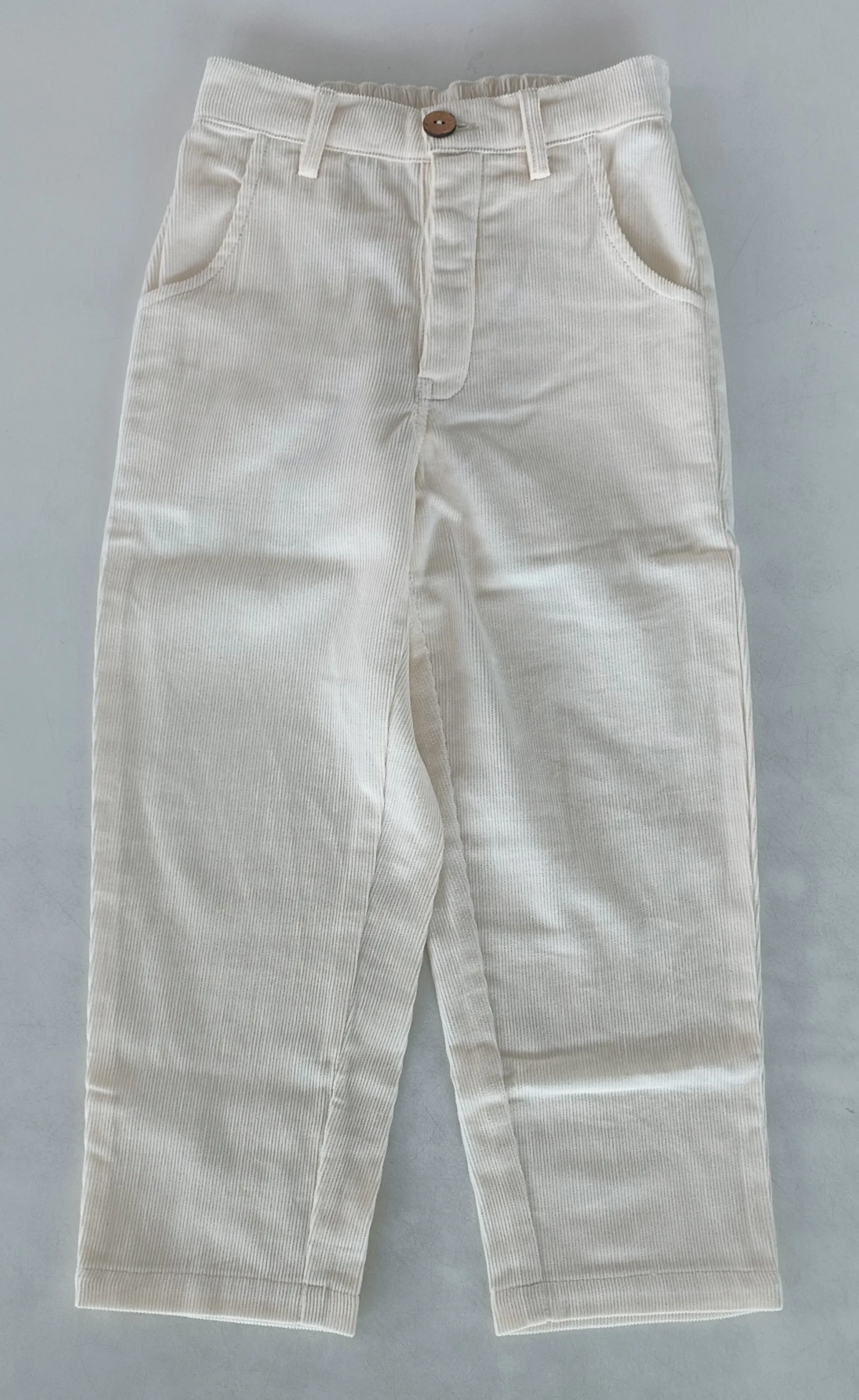 Off-White Corduroy Solid Color Boys Pants