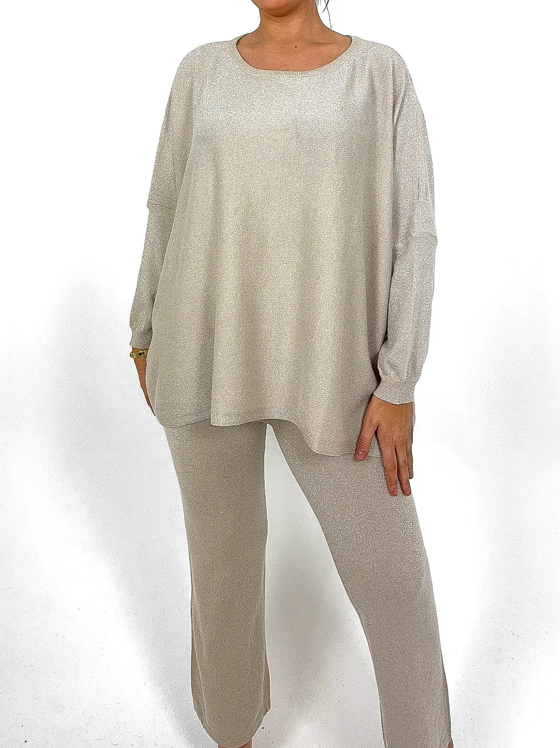 Oversized Top & Wide Leg Pants Lurex Co-Ord