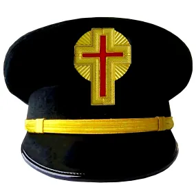 Past Commander Knights Templar Commandery Fatigue Cap - Gold Metal Embroidered with Rays