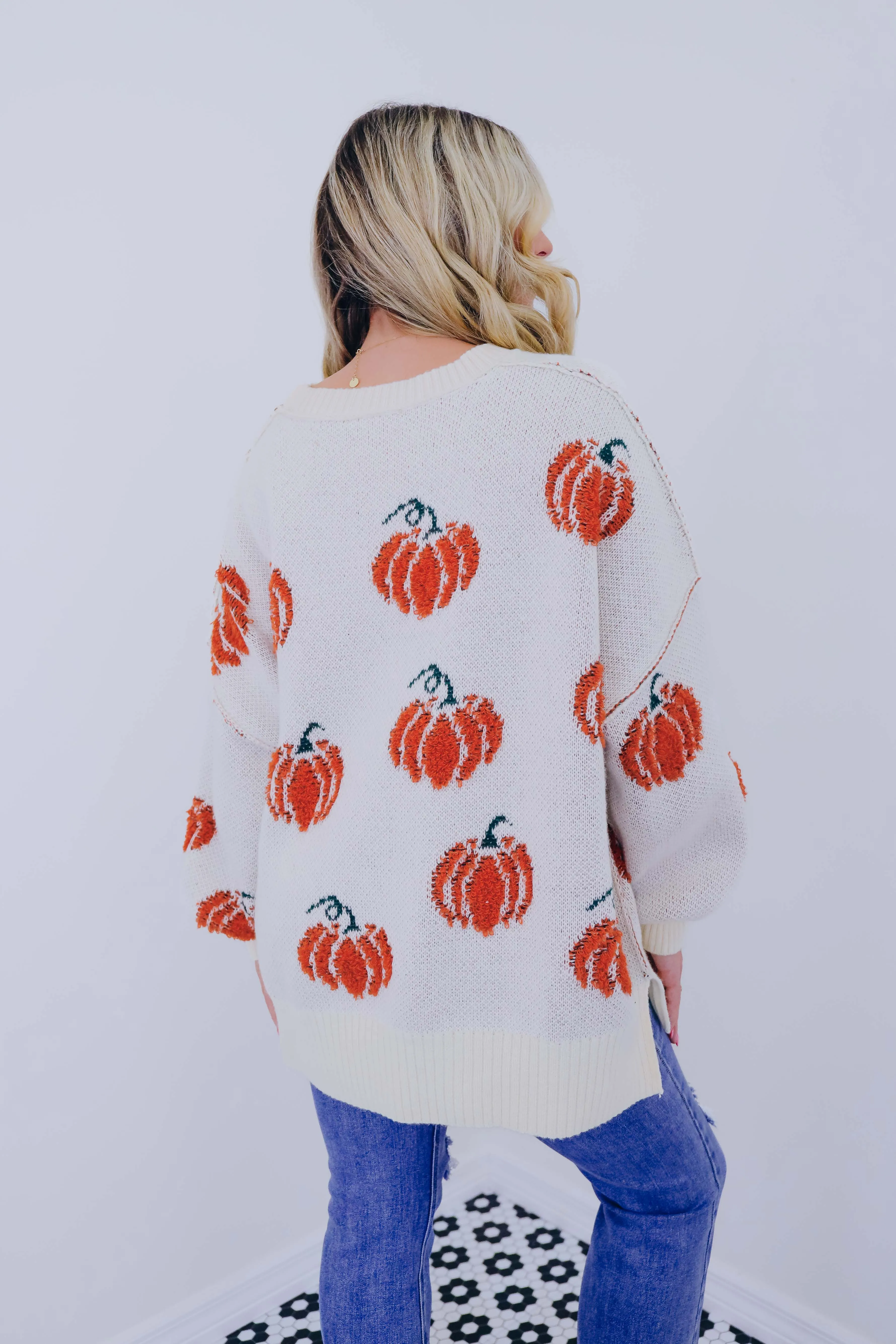 Perfect Pumpkin Oversized Knit Sweater