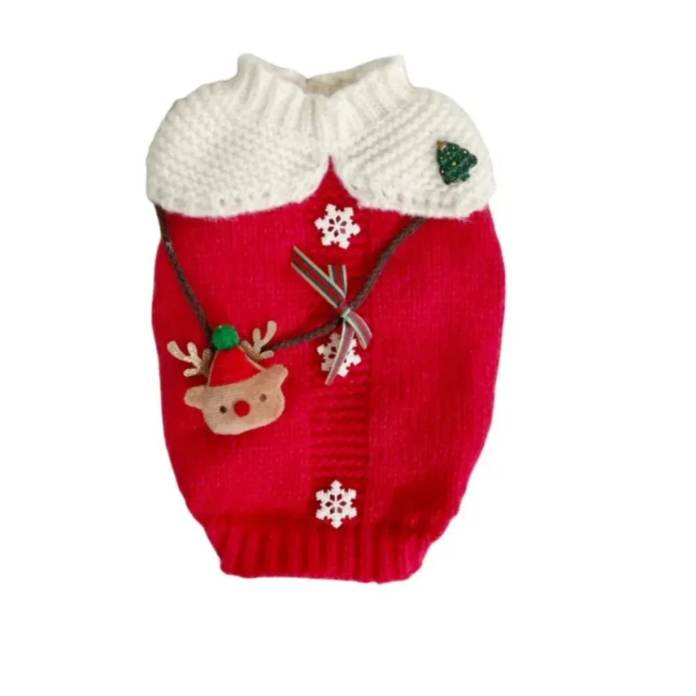Pet Christmas Sweater Princess Style Skirt Cat Pet Apparel Knitted Dress Flying Sleeves Autumn/Winter Small Medium Dog Sweater