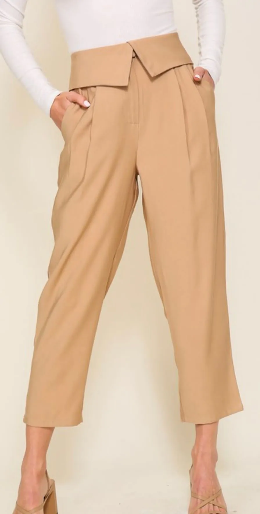PLEATED DRESSY ANKLE PANTS,