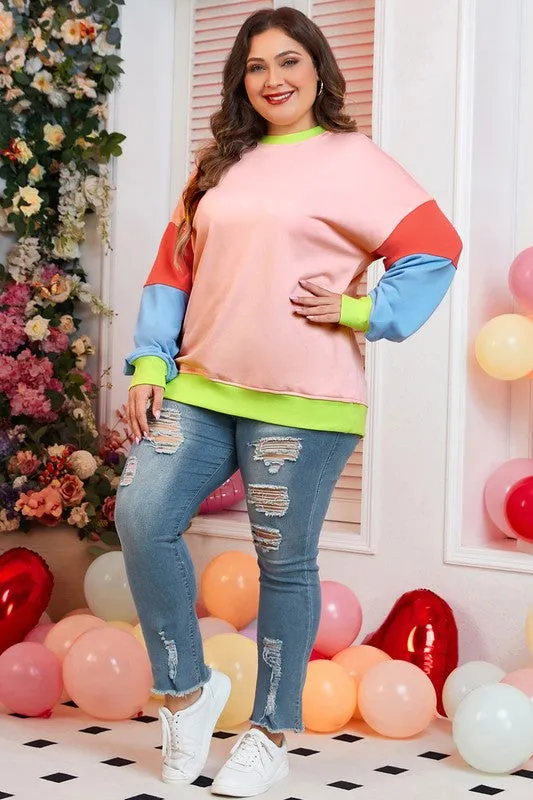 Plus Size Colorblock Sweatshirt