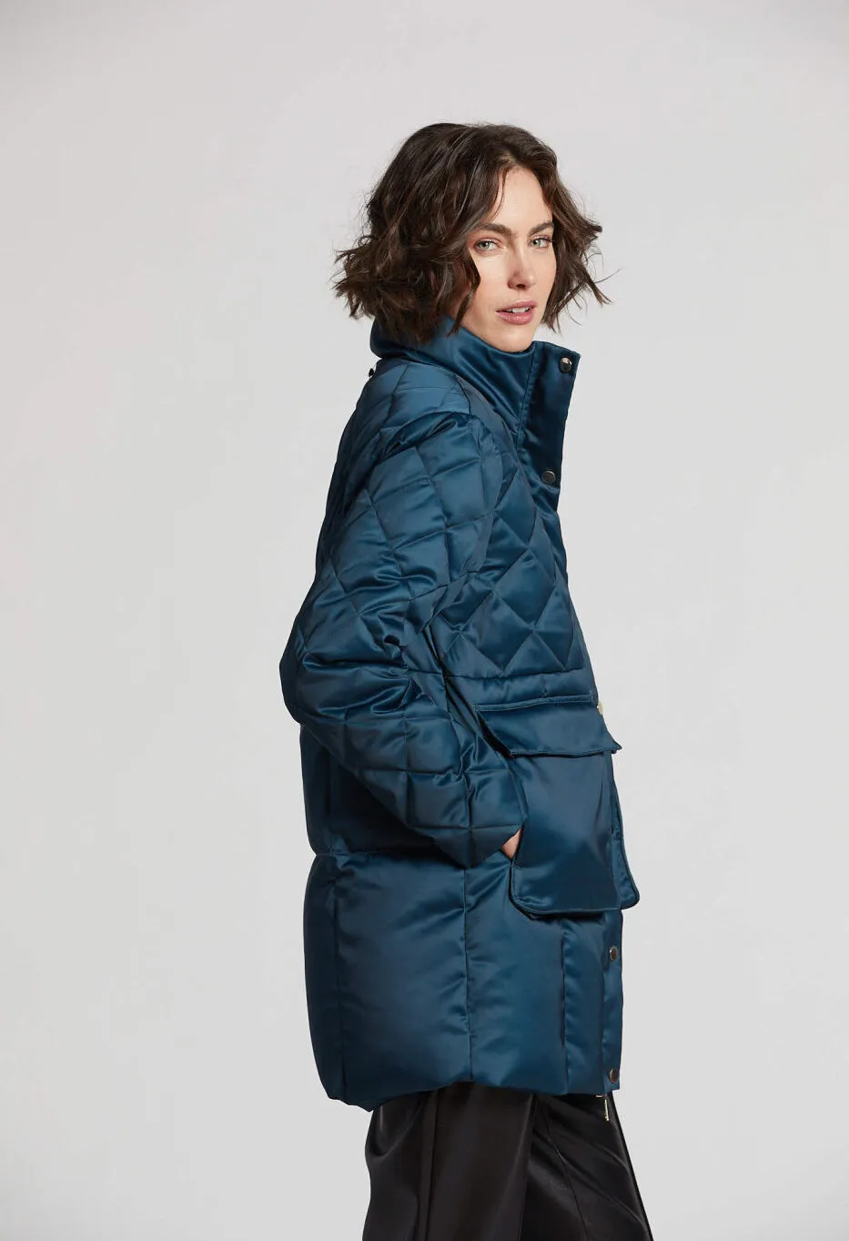 Praline Satin Quilted Down Coat