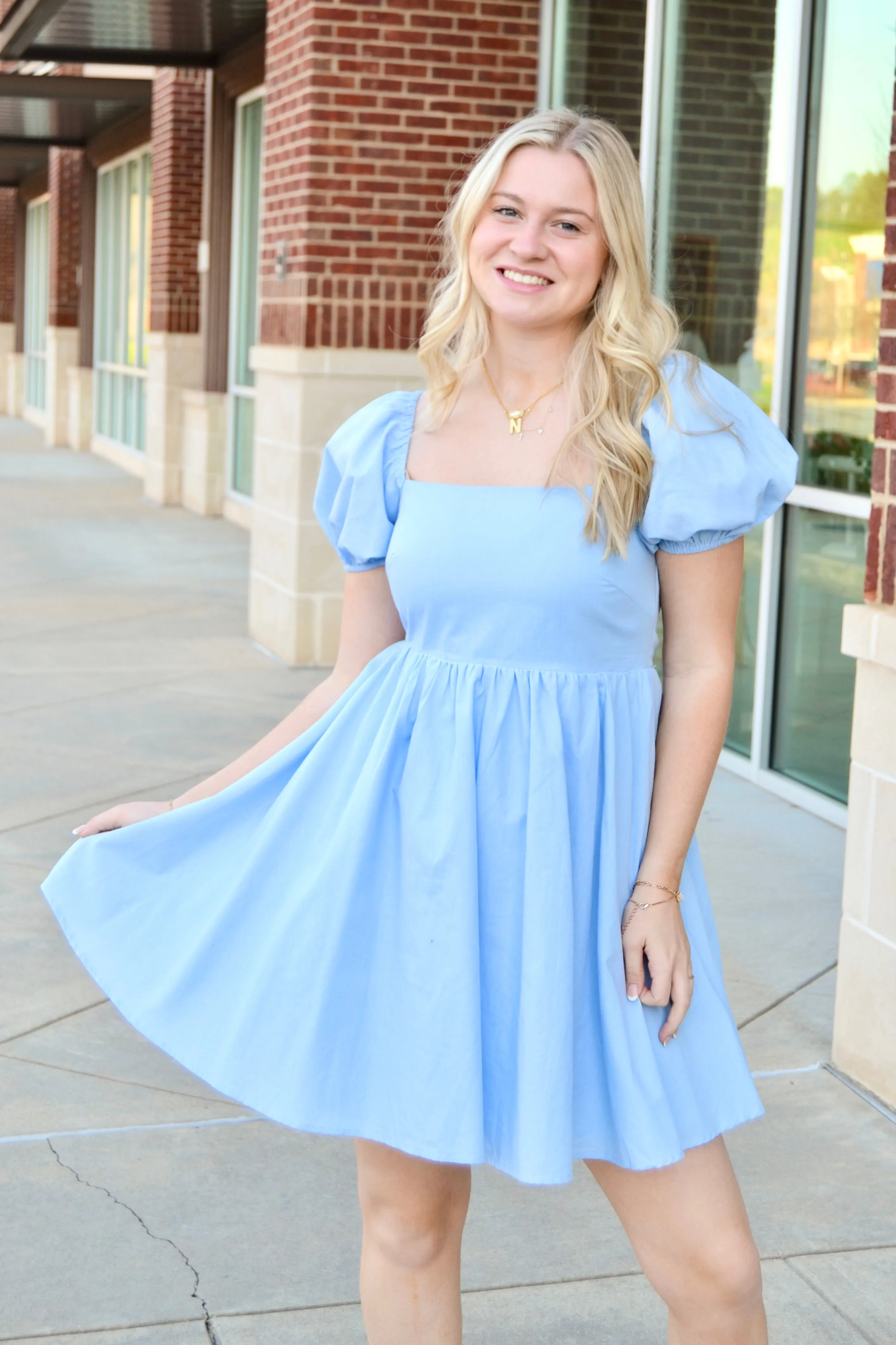 Puff SS tie back dress
