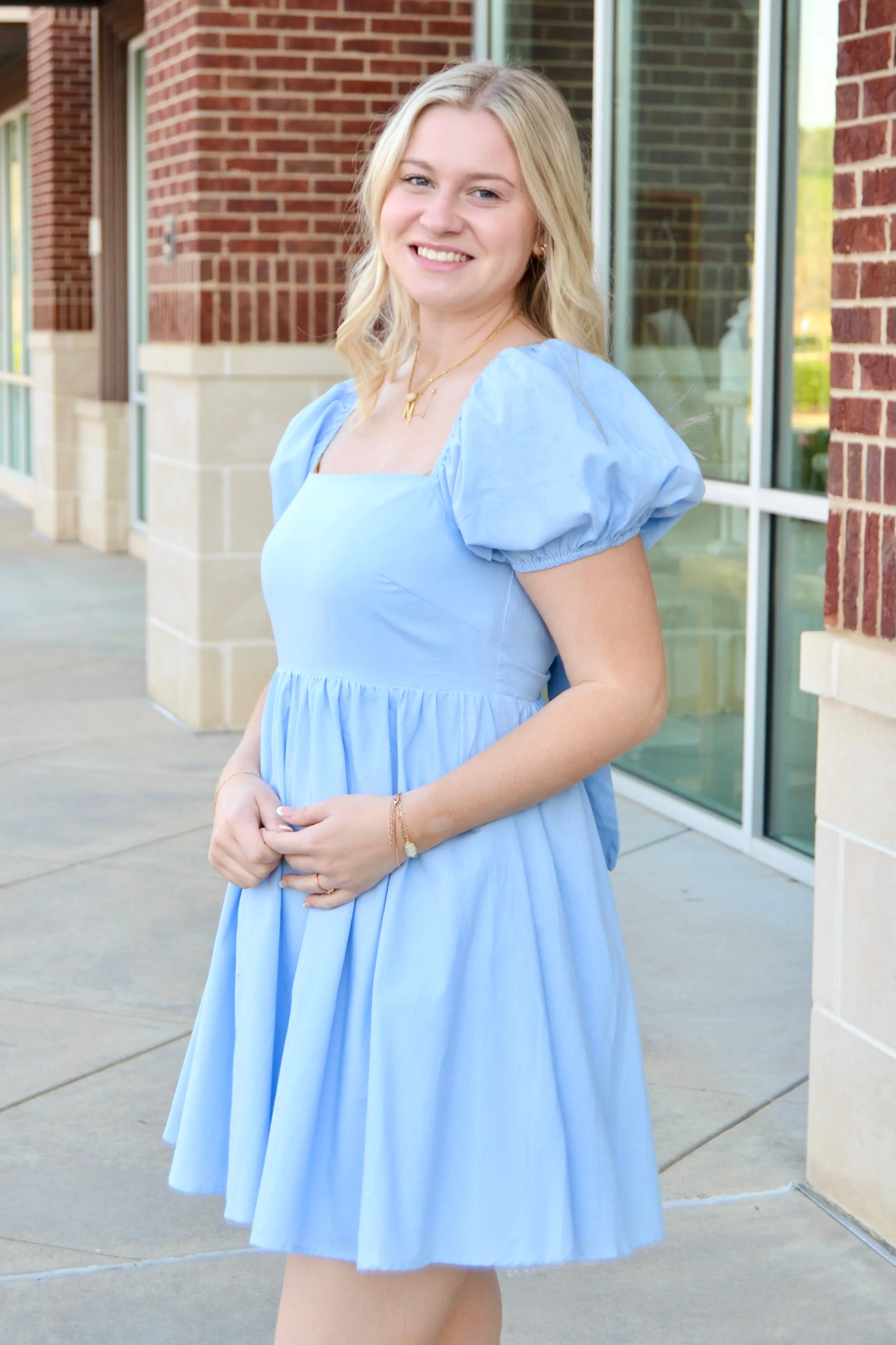 Puff SS tie back dress