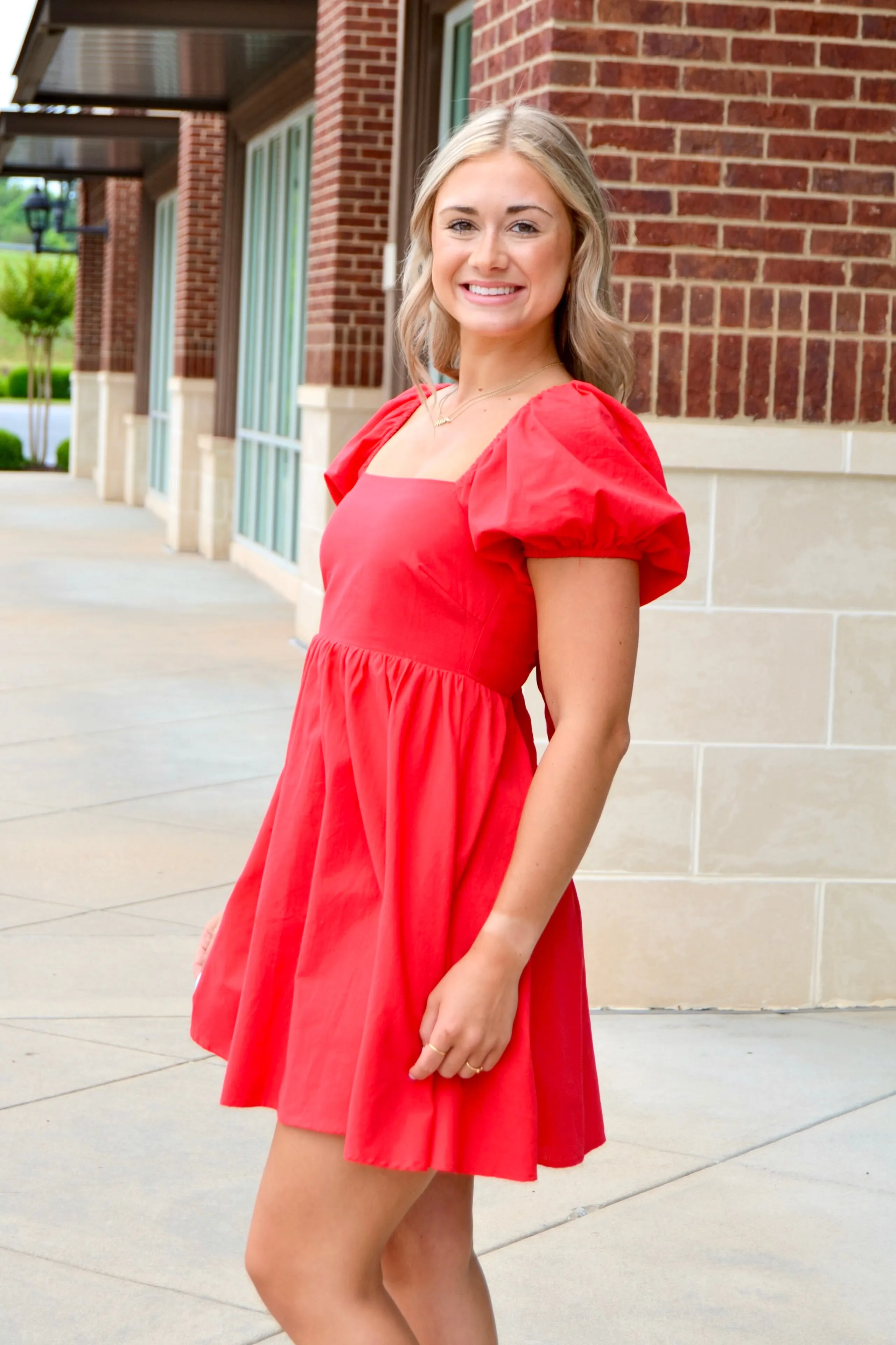 Puff SS tie back dress