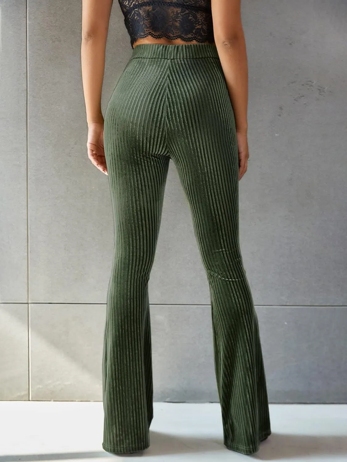 Retro Hoge Taille Corduroy Flare Broek