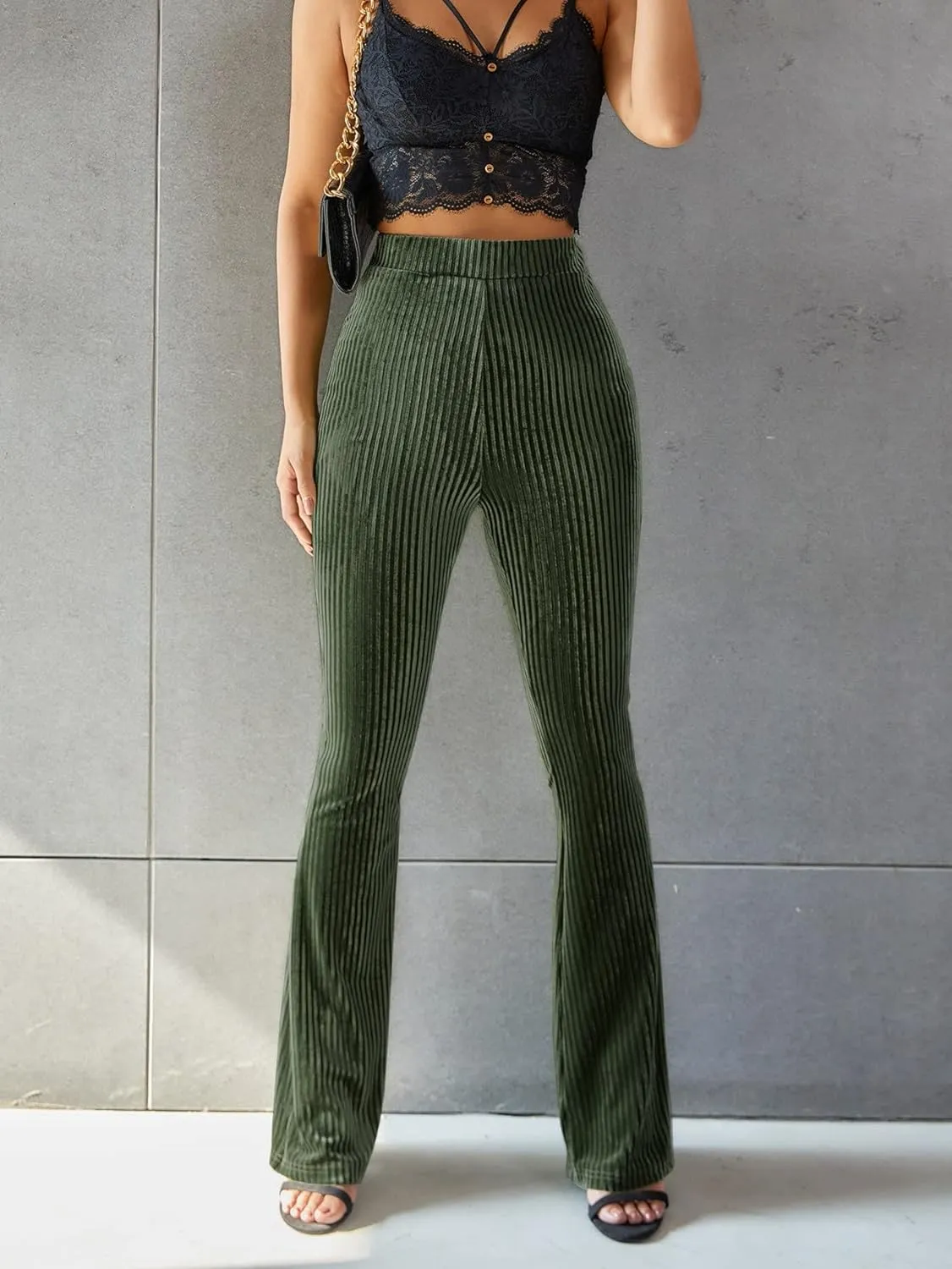 Retro Hoge Taille Corduroy Flare Broek