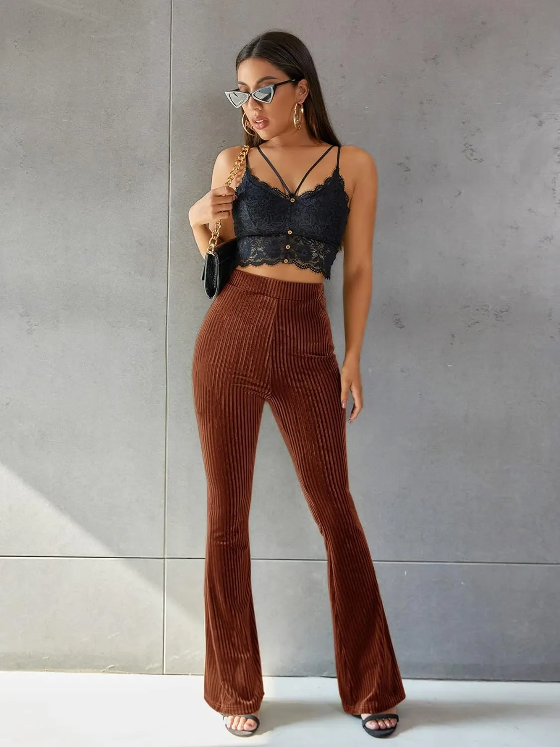 Retro Hoge Taille Corduroy Flare Broek