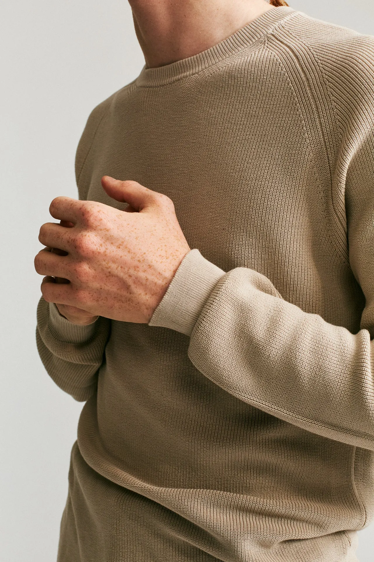 RIB STITCH SWEATER - CREPE SUDAN - CONRETE