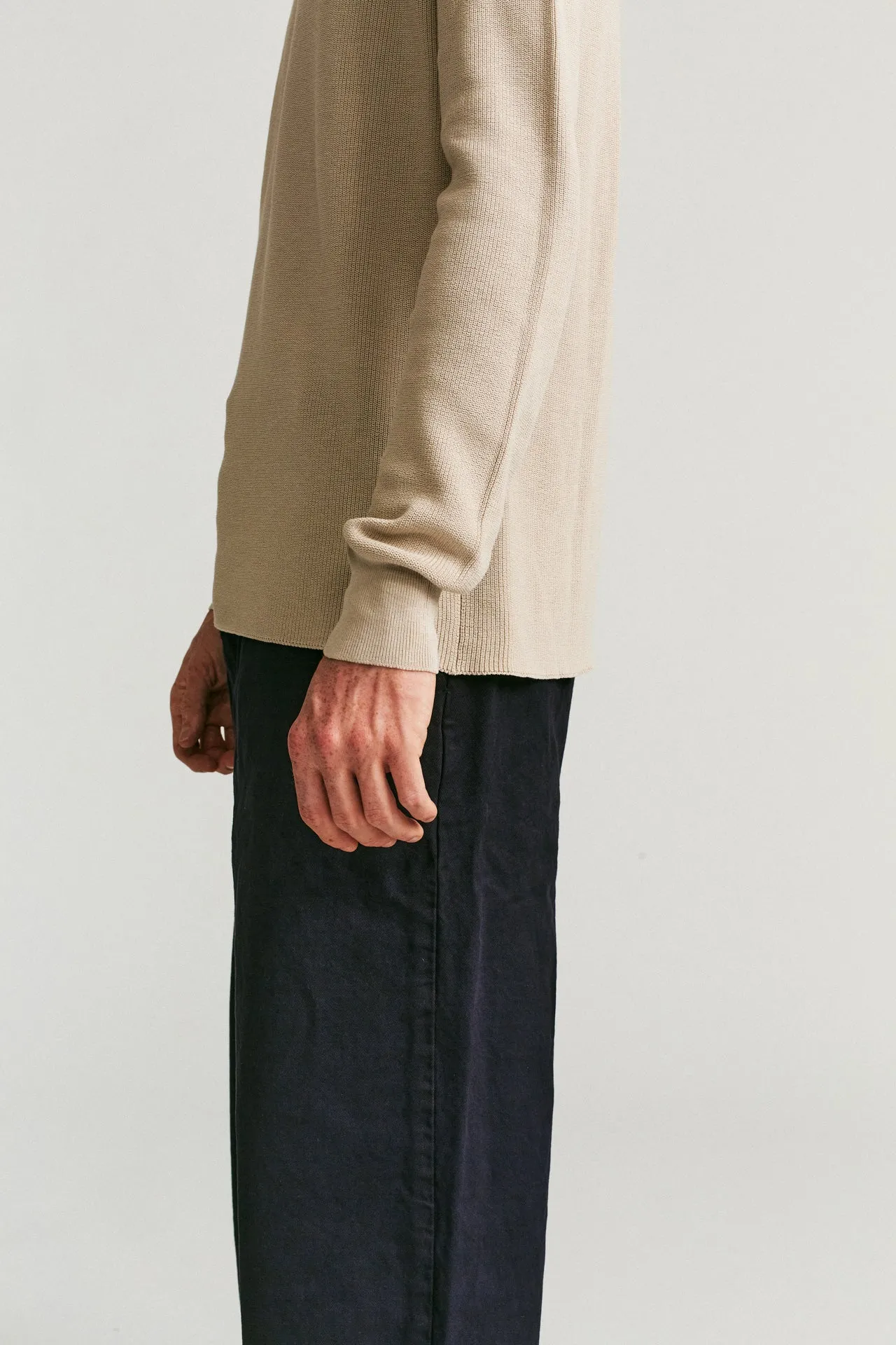 RIB STITCH SWEATER - CREPE SUDAN - CONRETE