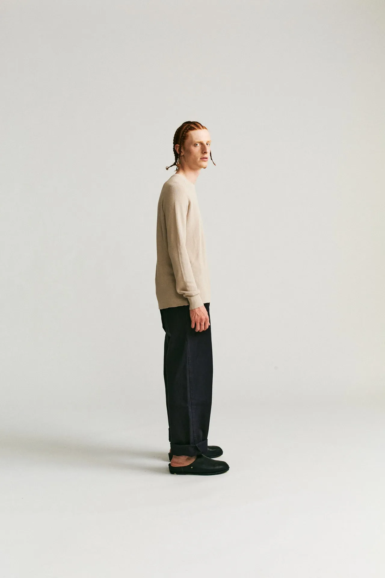 RIB STITCH SWEATER - CREPE SUDAN - CONRETE