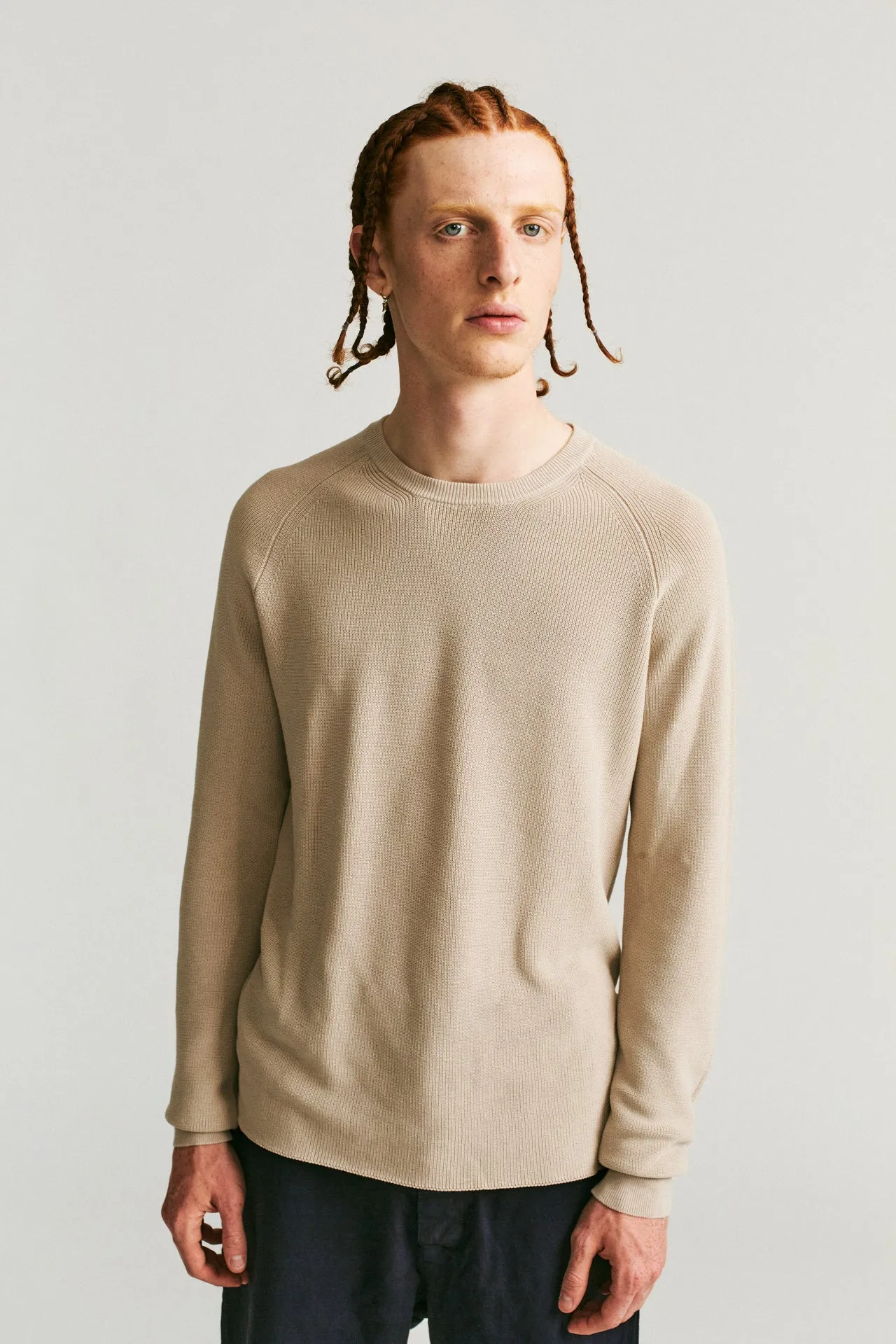 RIB STITCH SWEATER - CREPE SUDAN - CONRETE