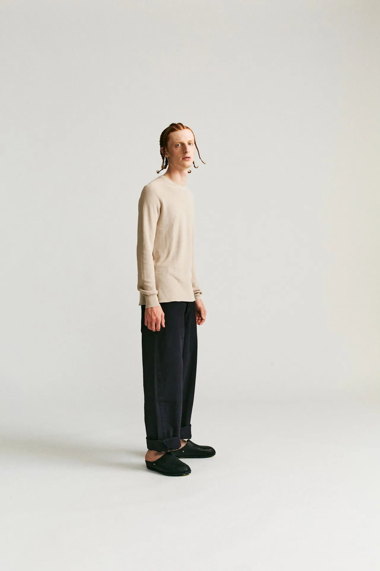 RIB STITCH SWEATER - CREPE SUDAN - CONRETE